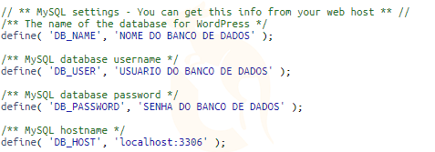 Acesso ao banco de dados no wp-config.php