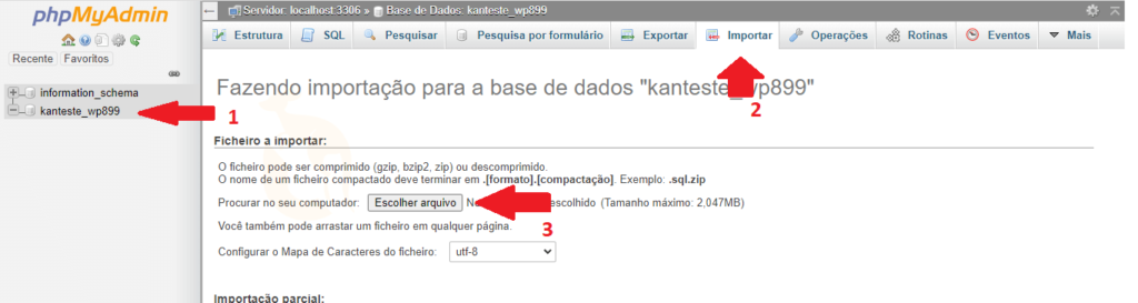 Importando banco de dados no PHPMyAdmin