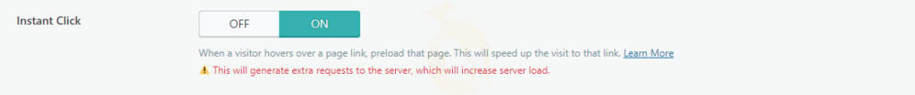 instant click litespeed cache wordpress
