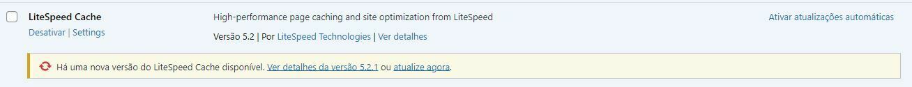 atualizar plugin litespeed cache