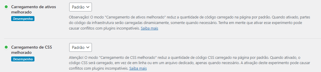 Carregamento de recursos melhorado do Elementor para melhoria de otimização