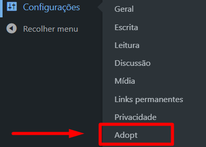 Configurações AdOpt WordPress