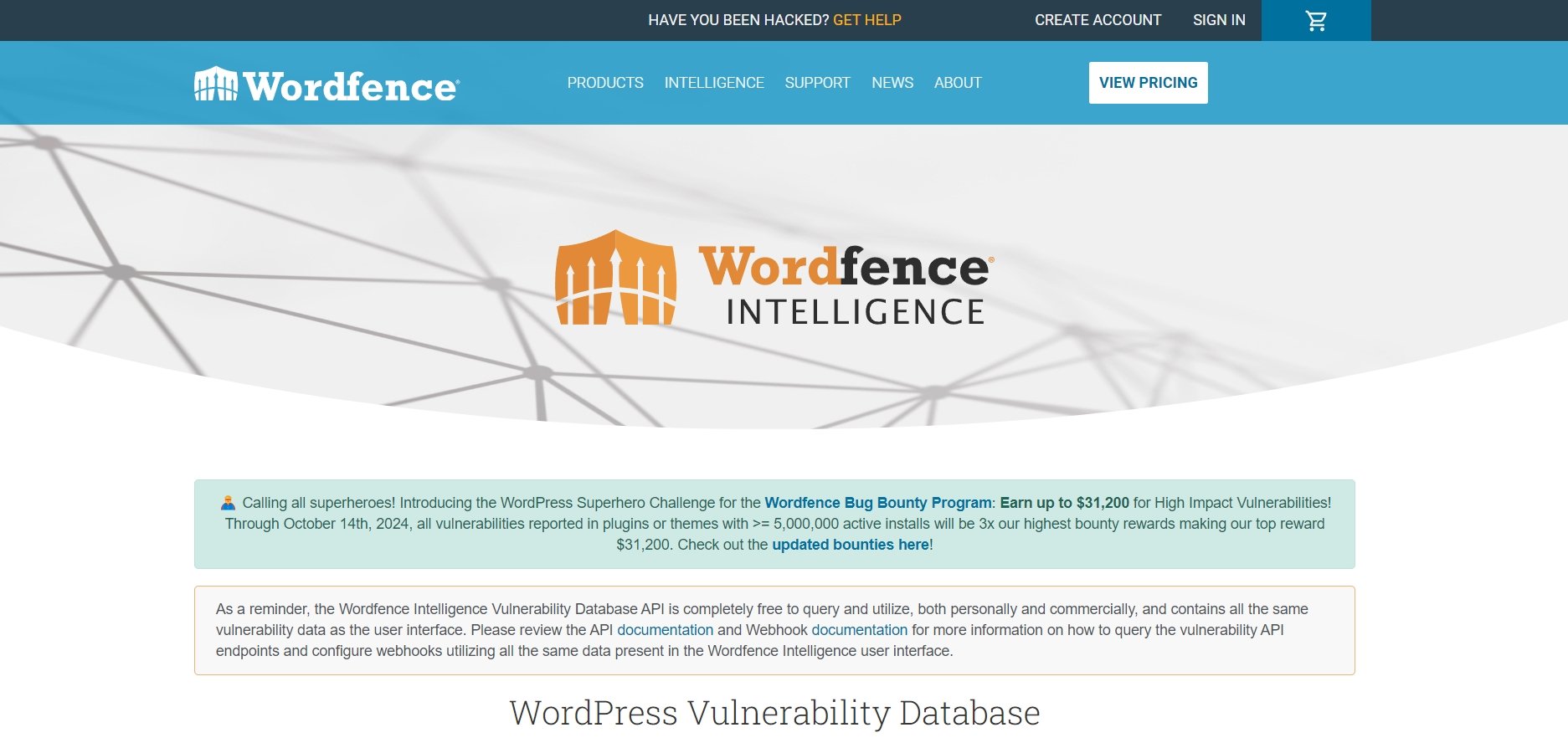 Base de dados de vulnerabilidades wordfence WordPress