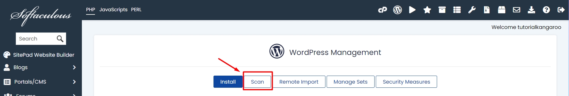 Botan Scan verificar instalacao wordpress com softaculous