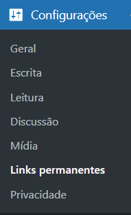 Configuracoes links permanentes WordPress