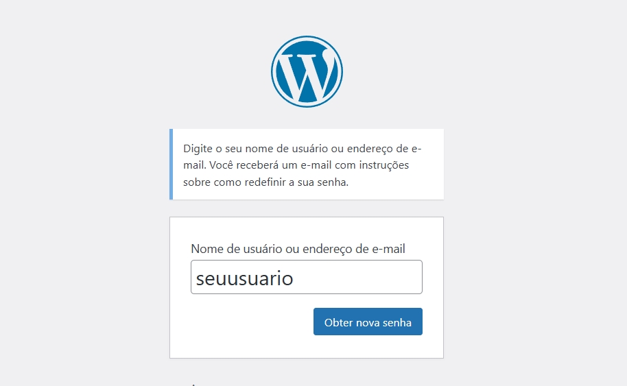 Usuario wordpress para recuperacao de senha