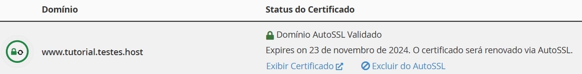 Certificado SSL emitido