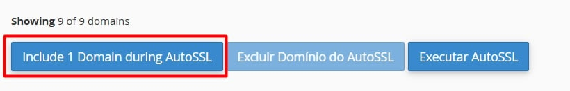 Incluir dominio no AutoSSL