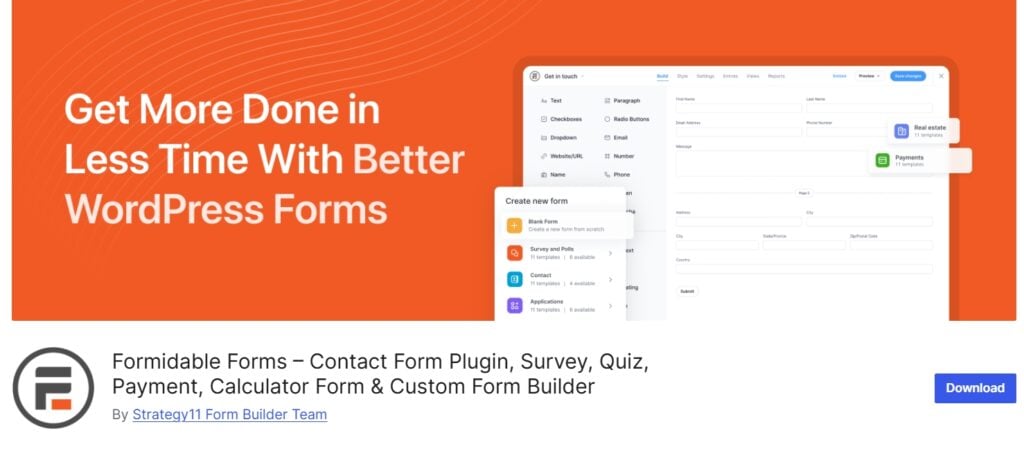 Plugin Formidable Forms formulário contato WordPress