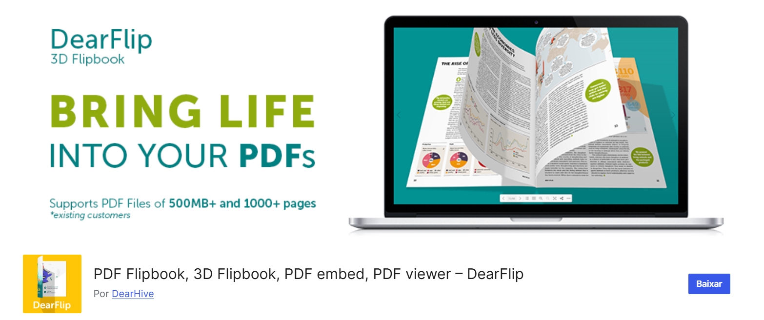 Plugin PDF Flipbook leitor para WordPress