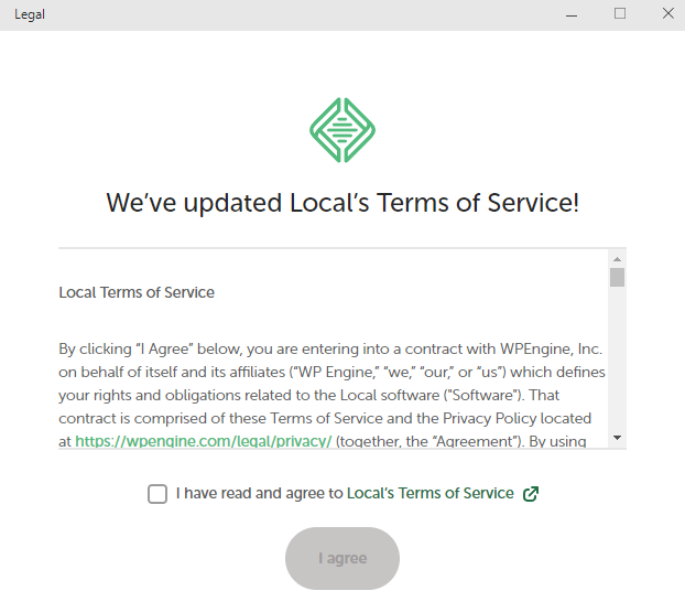 Termos de uso do LocalWP