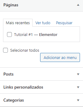 Adicionar ao menu