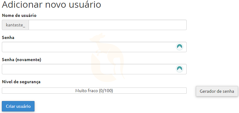 Criando usuário para banco de dados