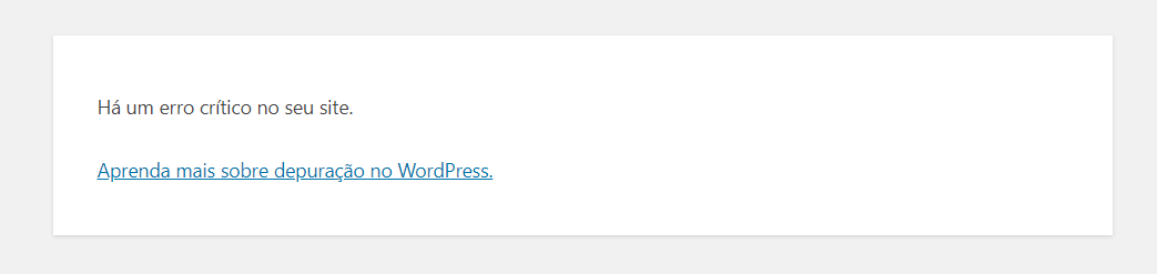 Erro crítico site WordPress