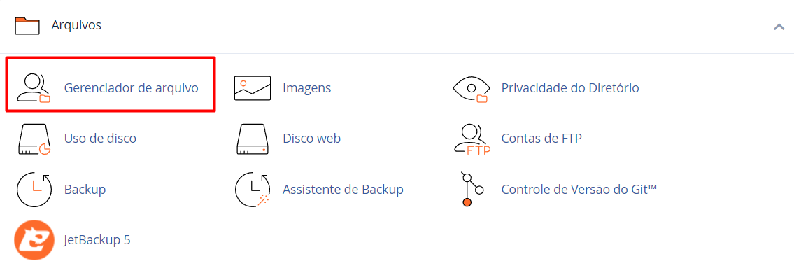 Gerenciador de arquivo hospedagem cPanel