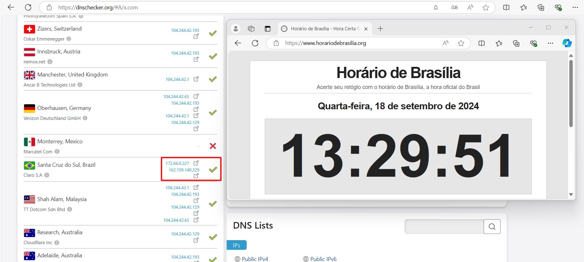 IP DNS ping twitter x cloudflare brasil