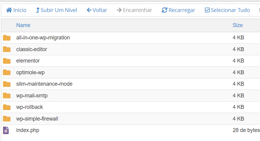 Lista de plugins em um site wordpress