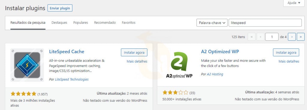 Pesquisa Plugin LiteSpeed Cache WordPress