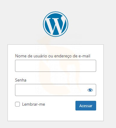 Tela de login admin WordPress