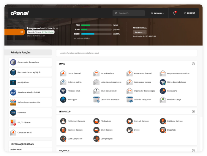 Hospedagem compartilhada cPanel