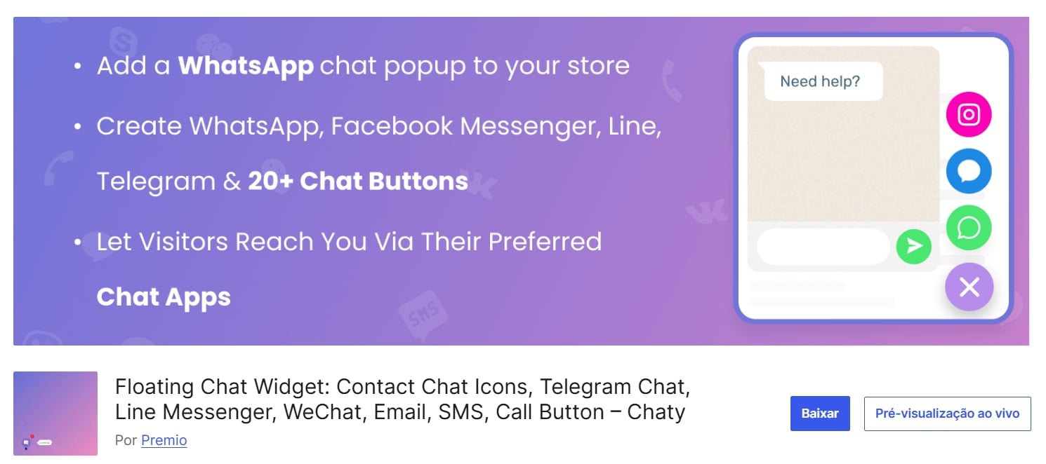 plugin floating chat botao whatsapp wordpress