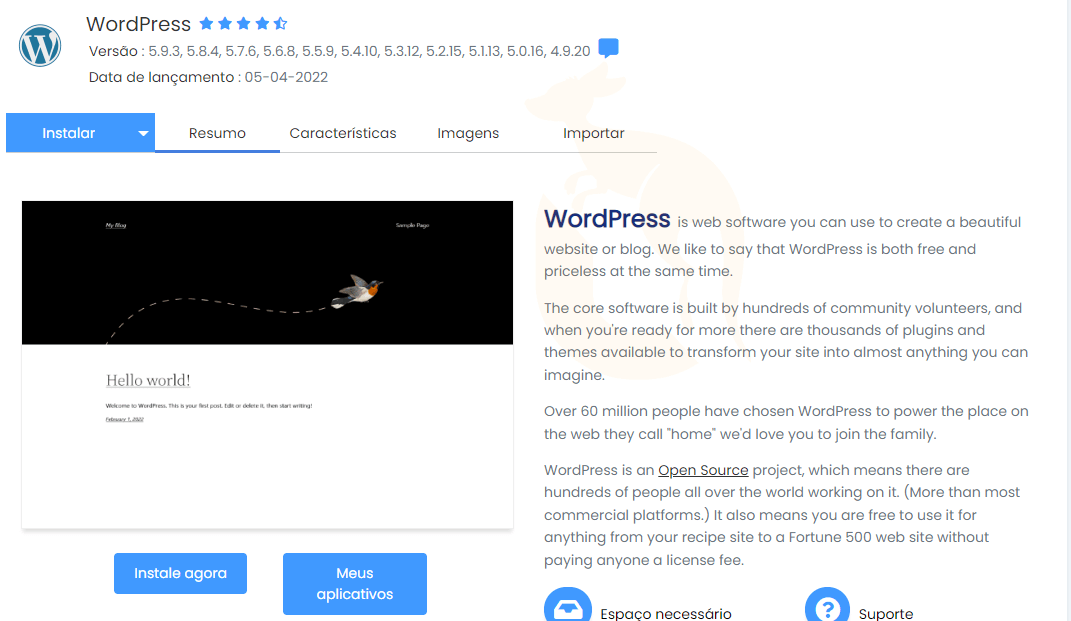 Instalar WordPress Softaculous