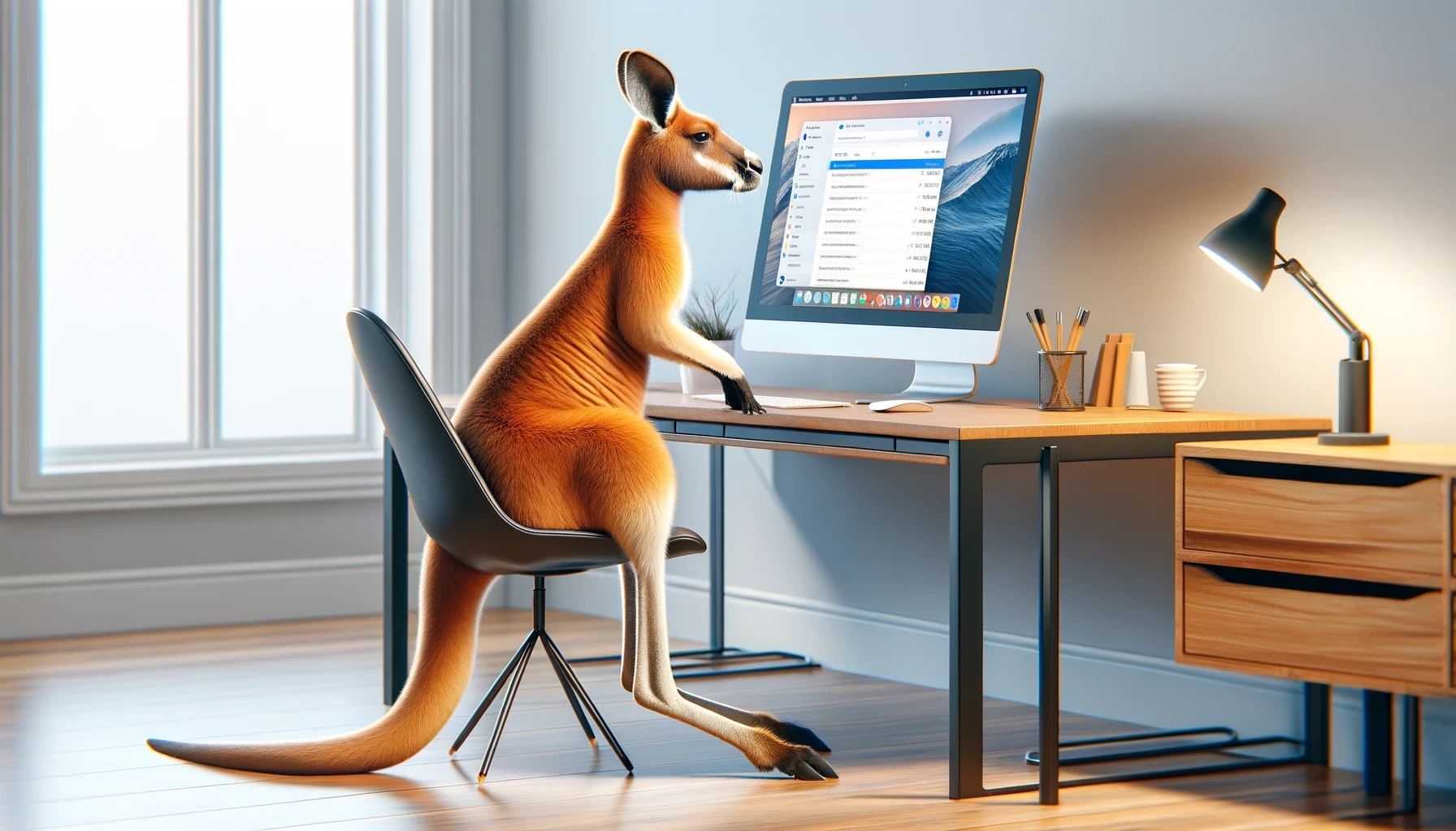 Kangaroo acessando seus e-mails